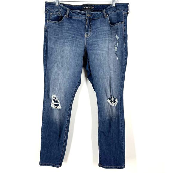 Torrid Boyfriend Distressed Blue Jeans Size 22R - Picture 1 of 8